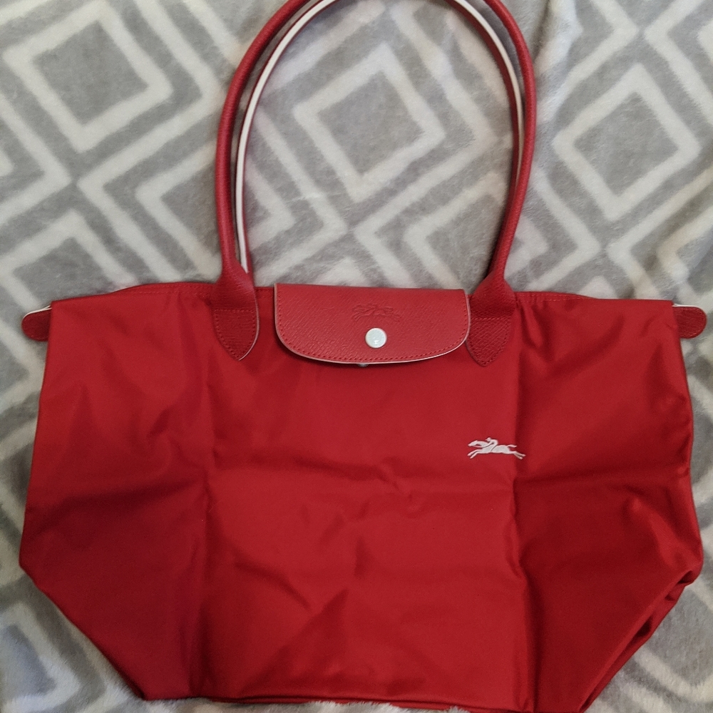 Longchamp red & white large long handle 1899 club